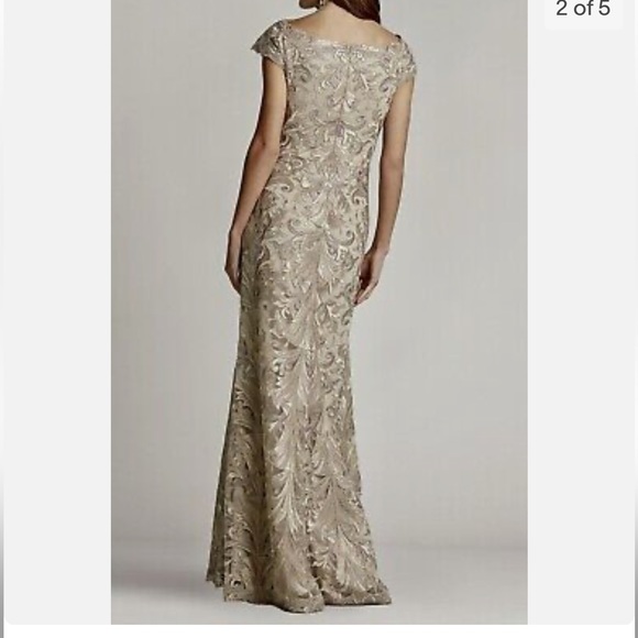 TADASHI SHOJI Flower Patterns Tight Maxi Flared U-Neck Plain Long - Picture 5 of 10